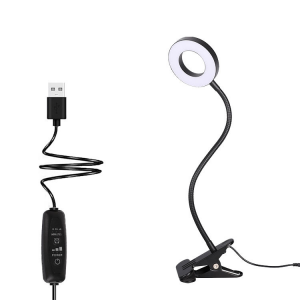 7W Eye-Caring 3 Brightness Levels Long Gooseneck LED Desk Lamp Book Reading Light with Clamp for Reading, Home, Office