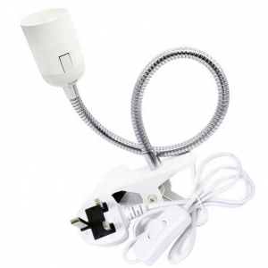 360 Degrees Flexible Desk Lamp Holder E27 Base Light Socket Gooseneck Clip-On Cable With on off Switch Plugs for Night Light