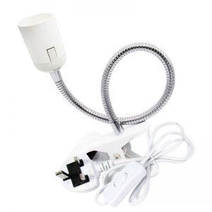E27 Plastic LED Clamp Lamp with Gooseneck and Switch 360 Adjustable Head for Indoor Reading & Night Bed Use